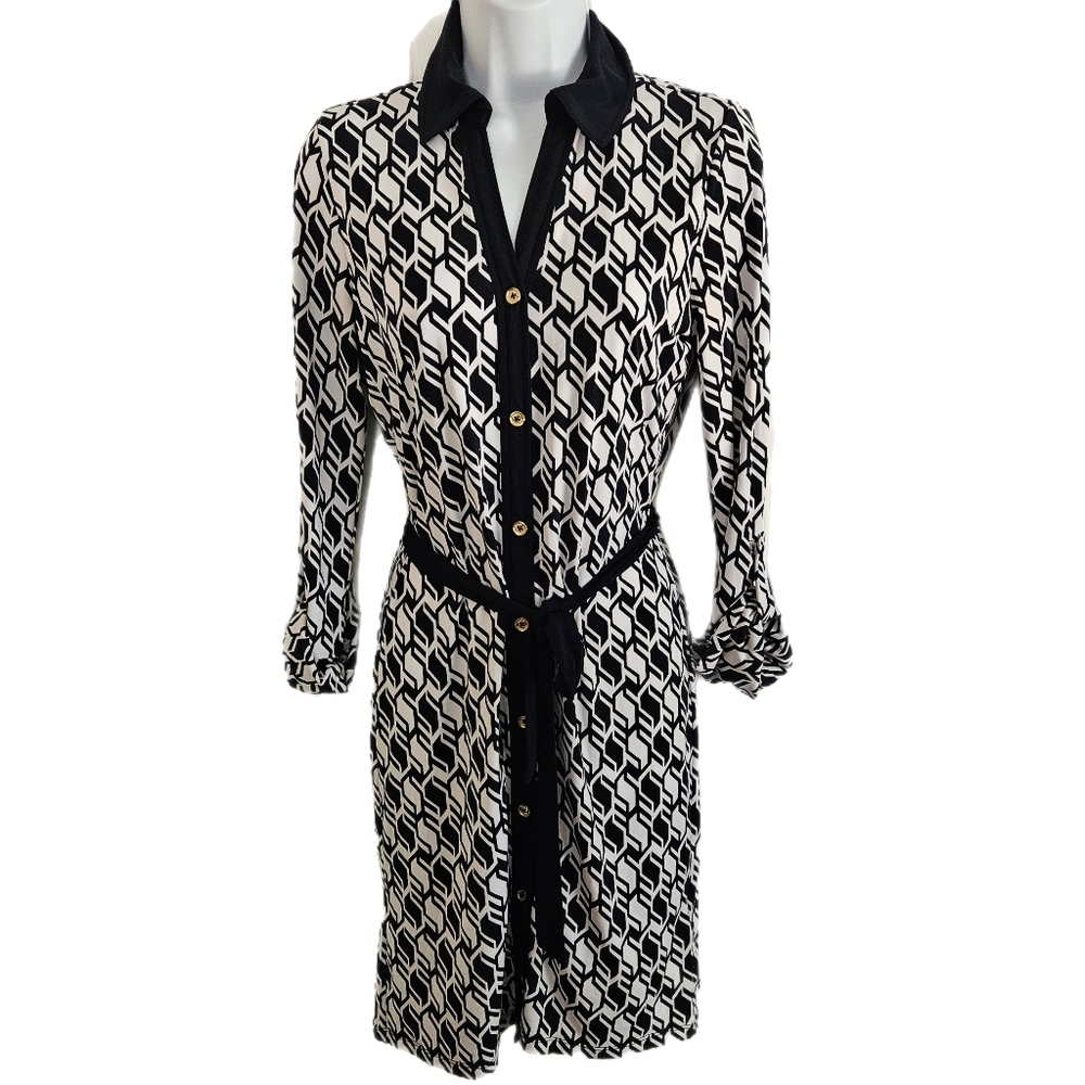 Michael Kors Black and White Patterned Dress